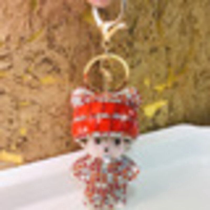 Yuan YU1253 Monchichi Diamond-Encrusted Cute Key Ring: Fruit Red [Red Color Diamond] 66738