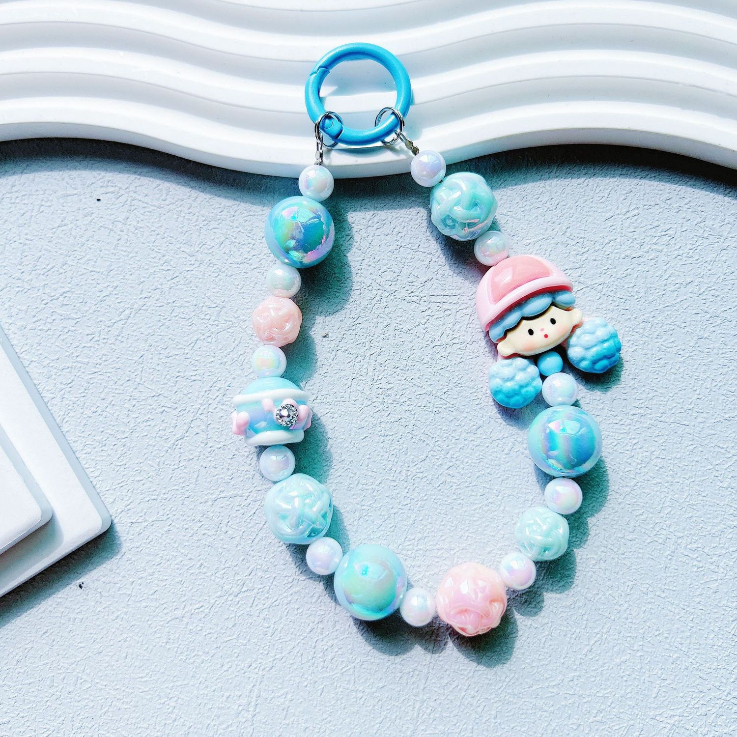 3079 Phone Chain pendant: Popcorn Girl, #: Blue