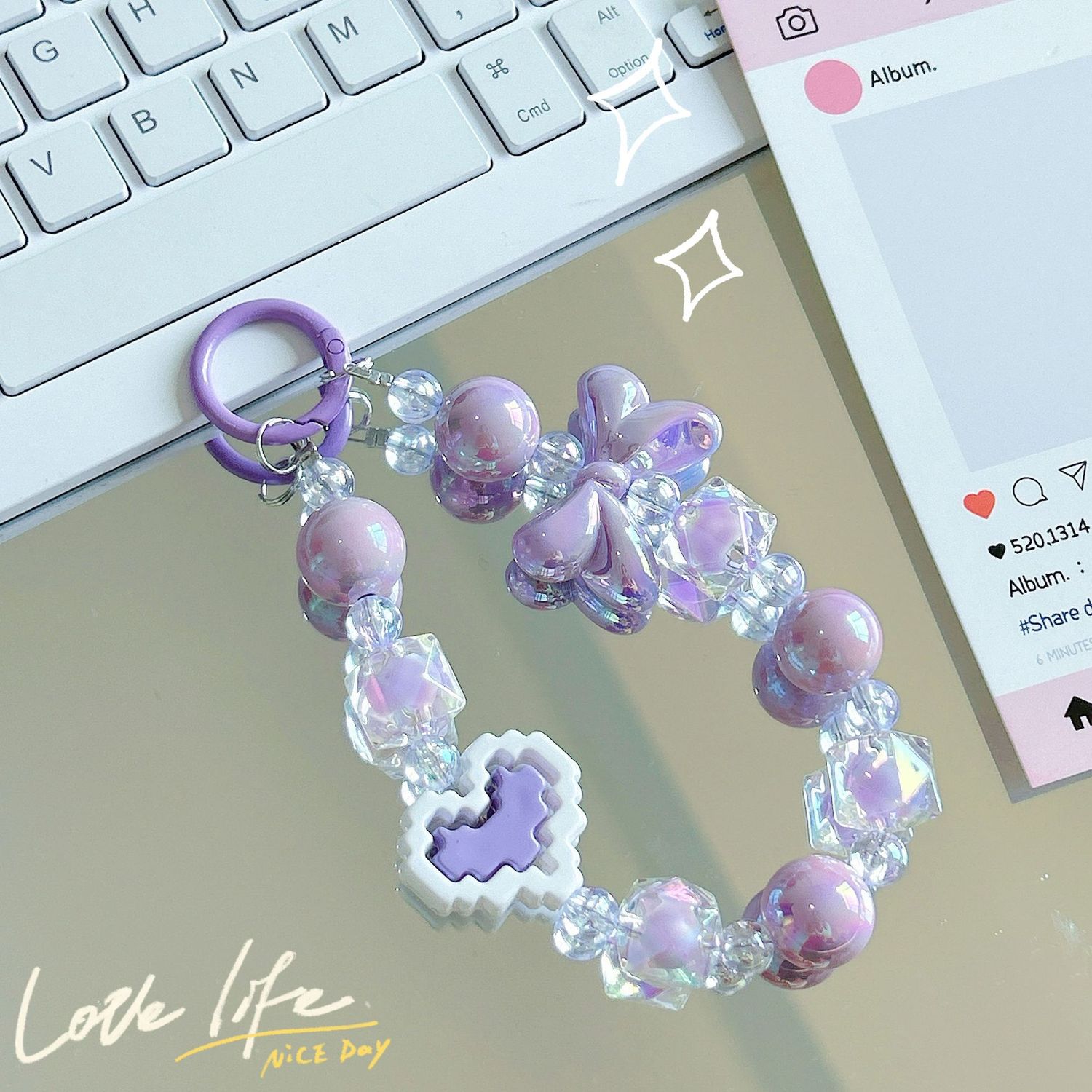 7072 Phone Chain pendant: Bow, #: Purple