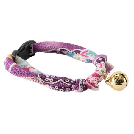 HANABI W/BELL PURPLE CAT COLLAR CHIRIMEN