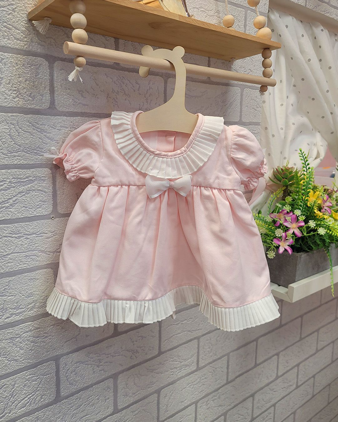 Vestido Reborn Rosa con Blonda