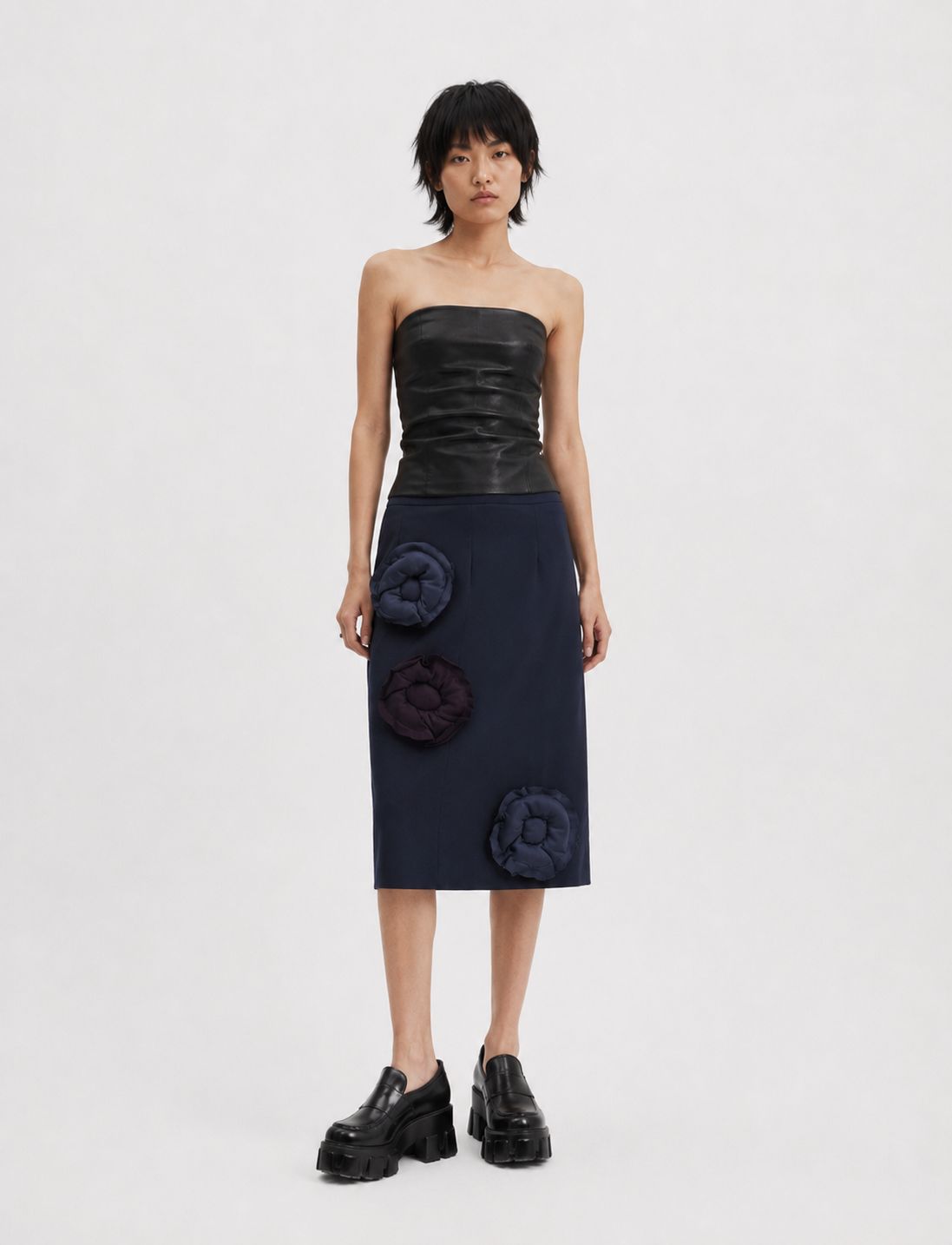 KUTA HOUSE 'Black skirt with Flowers'