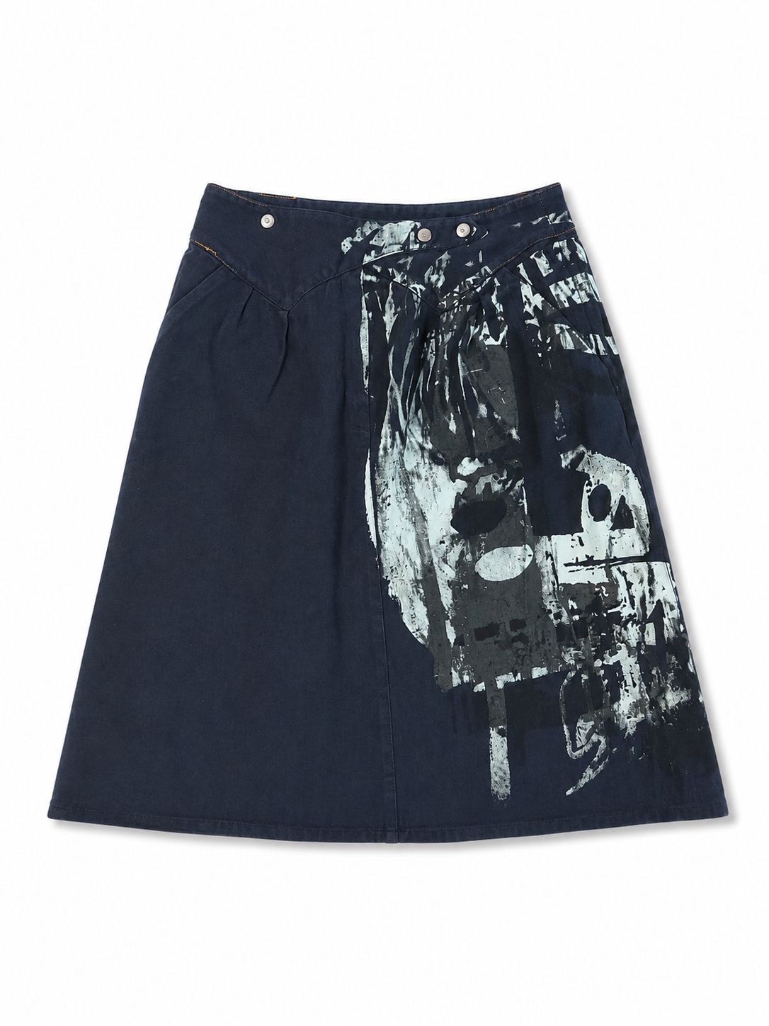 KUTA HOUSE 'Navy printed skirt'