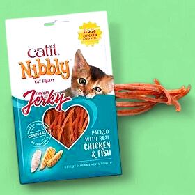 (12) Catit Nibbly Jerky, Chicken &amp; Fish, 30g