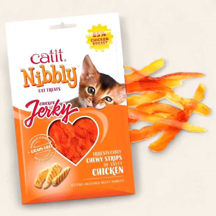 (12) Catit Nibbly Jerky, Chicken, 30g