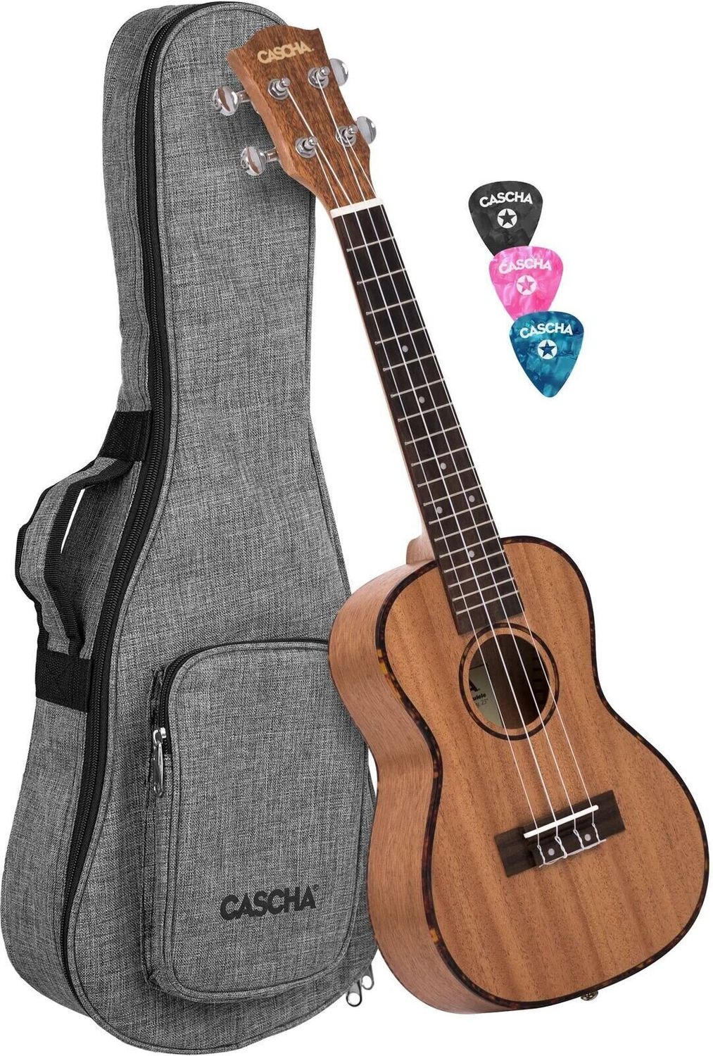 Mahoniowe ukulele koncertowe Cascha Premium HH2035 z pokrowcem