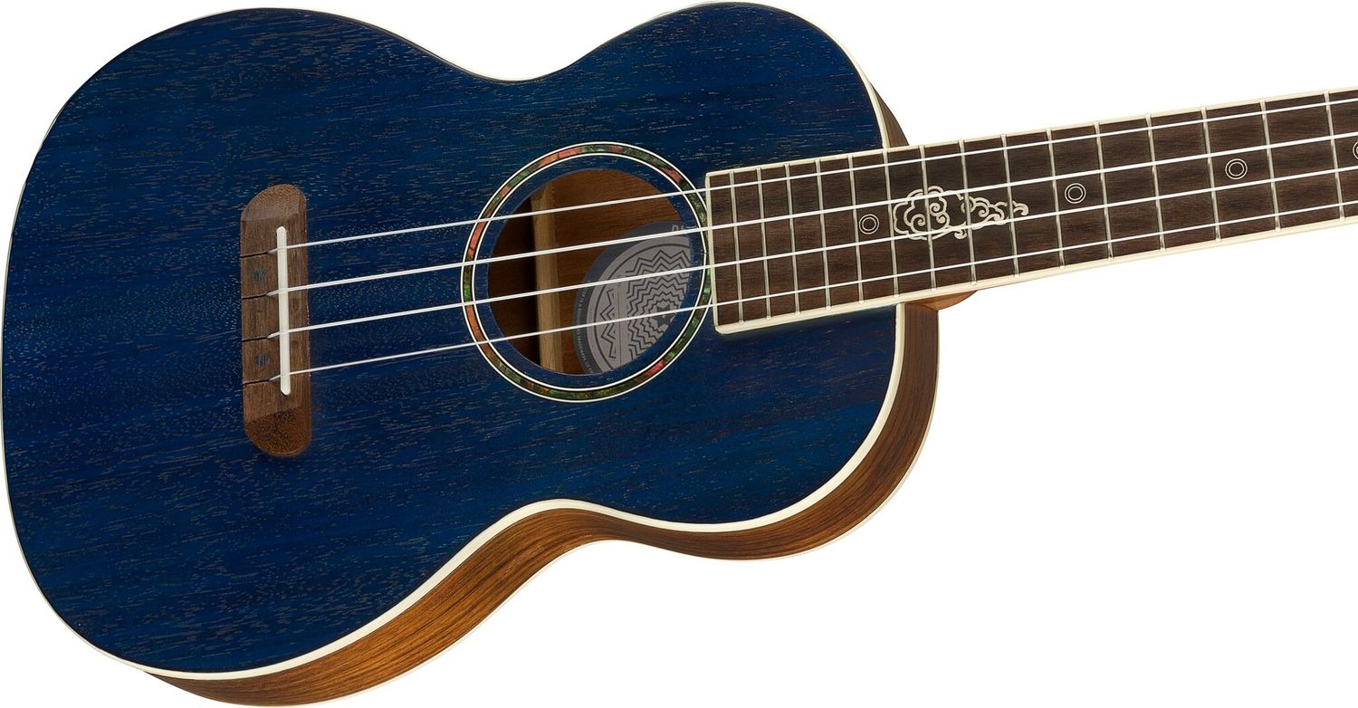 Niebieskie ukulele tenorowe Fender Dhani Harrison Sapphire Blue