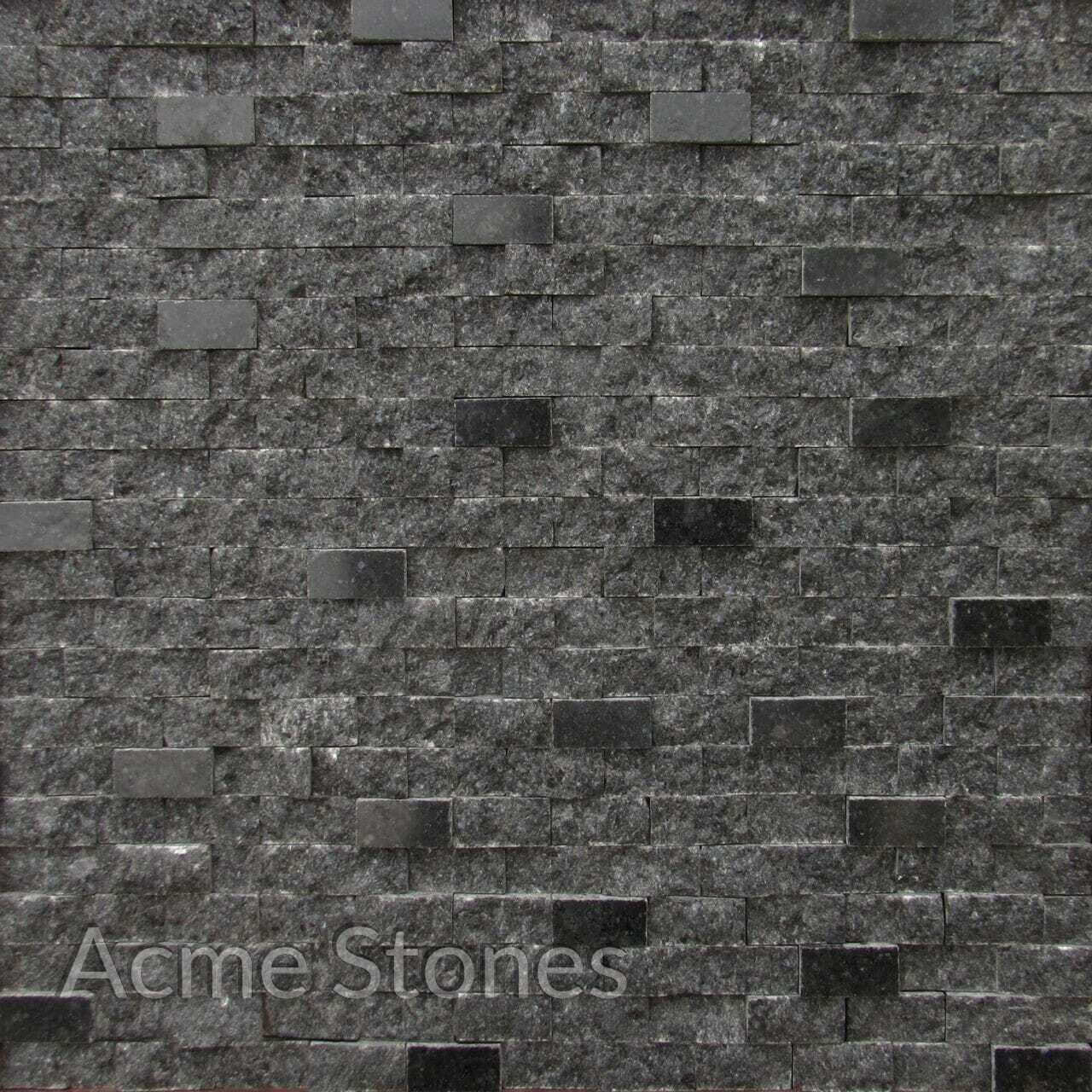 Brick Pattern Black Granite Split Face Polished 2x1 inch