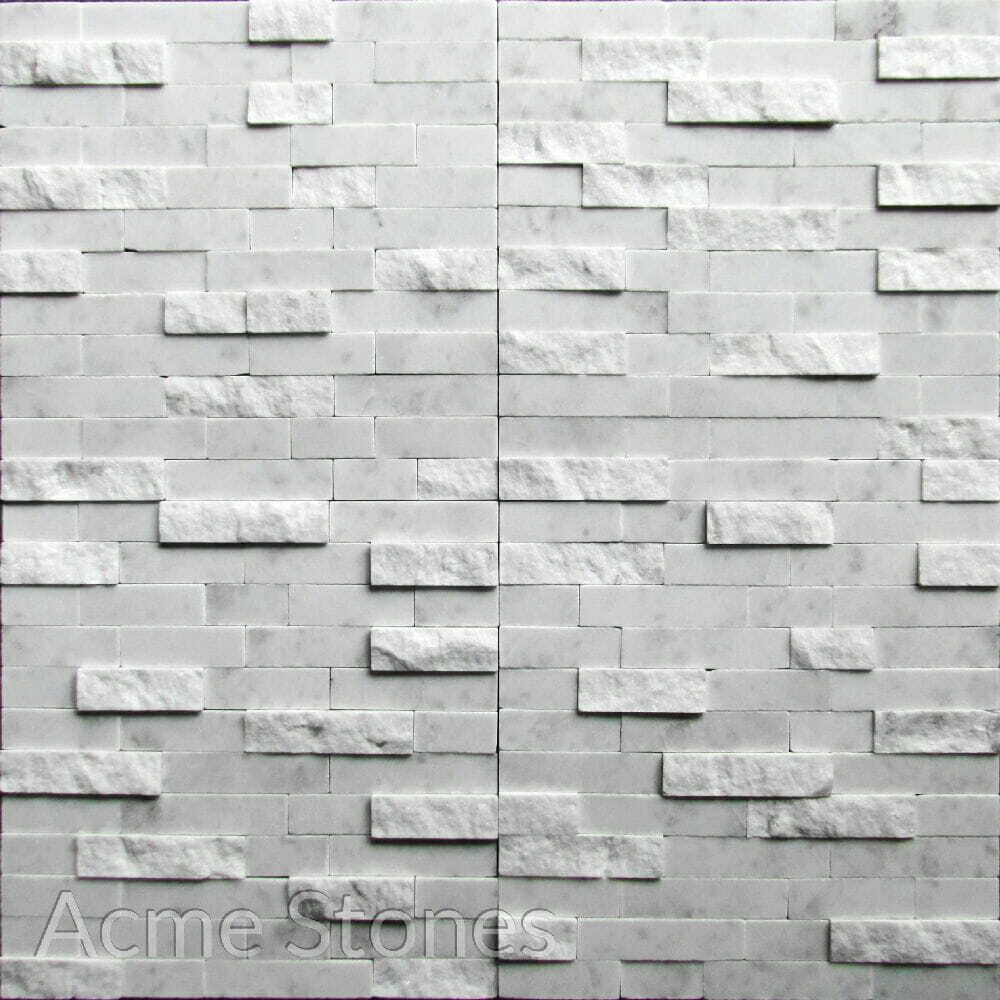 Stacking White Marble Split Face Polished 25mm