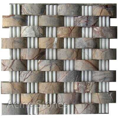 Brick Pattern Rainforest Brown White Marble Moulding