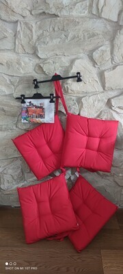 4 Cuscini per sedia Rosso Unito