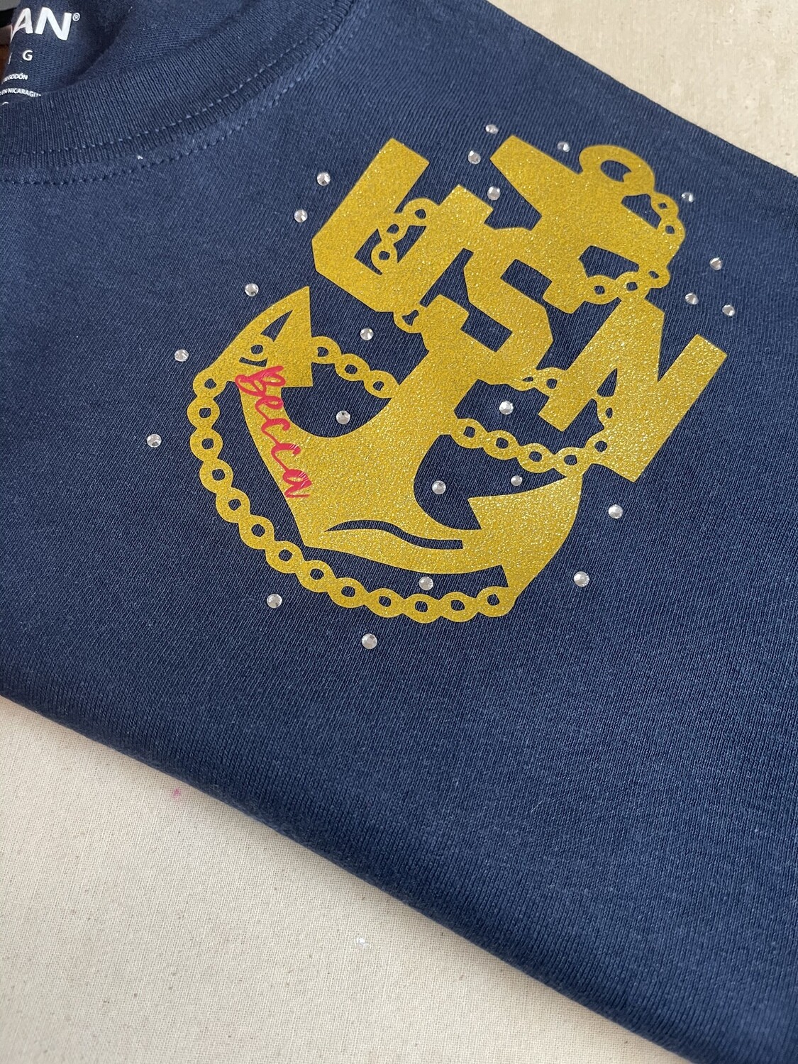 Navy CPO decorated shirt with name