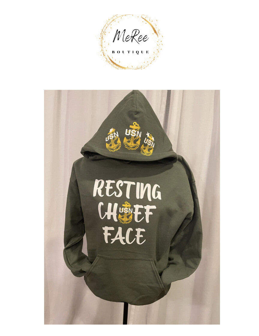 “Resting Chief” Hoodie $40.00 or Sweat Shirt $30.00 (ships 5-6 business days after ordered.) *PLUS SHIPPING, SHIPPING VARIES DUE TO LOCATION.