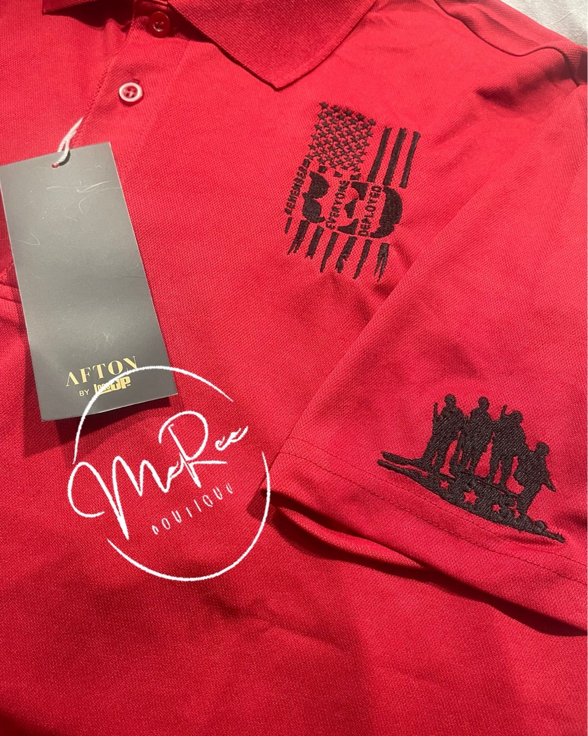 RED (Remember Everyone Deployed) Embroidered Polo Shirt *Ships 3-5 business days once purchased