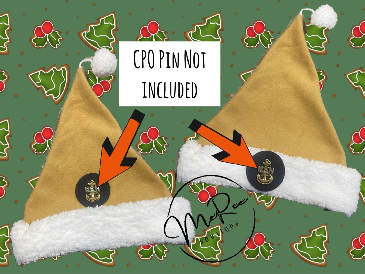Khaki Santa Hat 🎅Adult 🎄CPO Hat Pin Not included