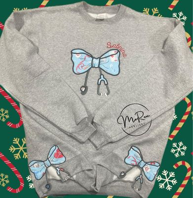 ⭐Embroidered Bow And Stethoscope⭐ Embroidered Crew Neck Sweatshirt or Hoodie ❤️ Please Allow 5-7 Business Days To Ship Once Ordered.