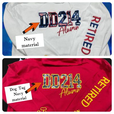 ⭐ Embroidered DD214 Appliqué ⭐ Crew Neck Sweatshirt or Hoodie ❤️ Please allow 5–7 business days to ship once ordered.
