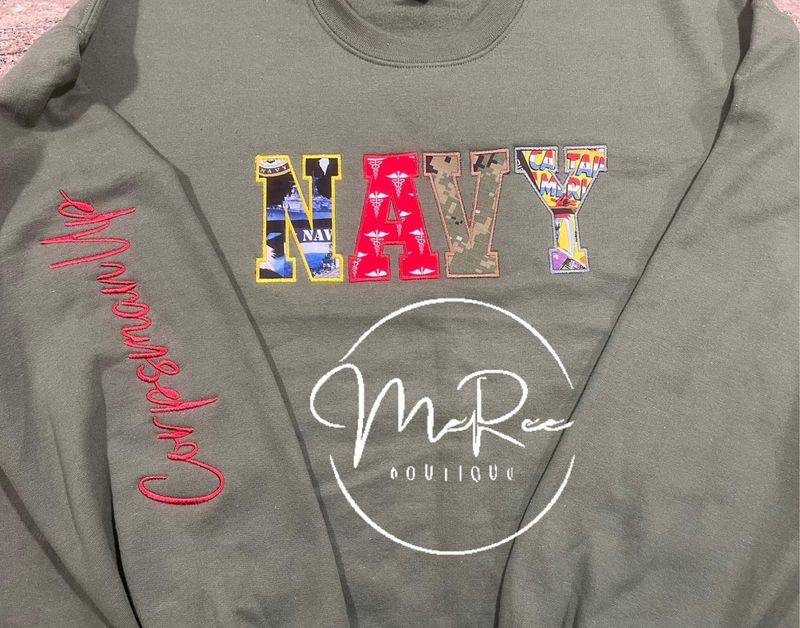 Embroidered &quot;NAVY&quot; Crew Neck Sweatshirt or Hoodie ❤️Please Allow 5-7 Business Days To Ship Once Ordered.