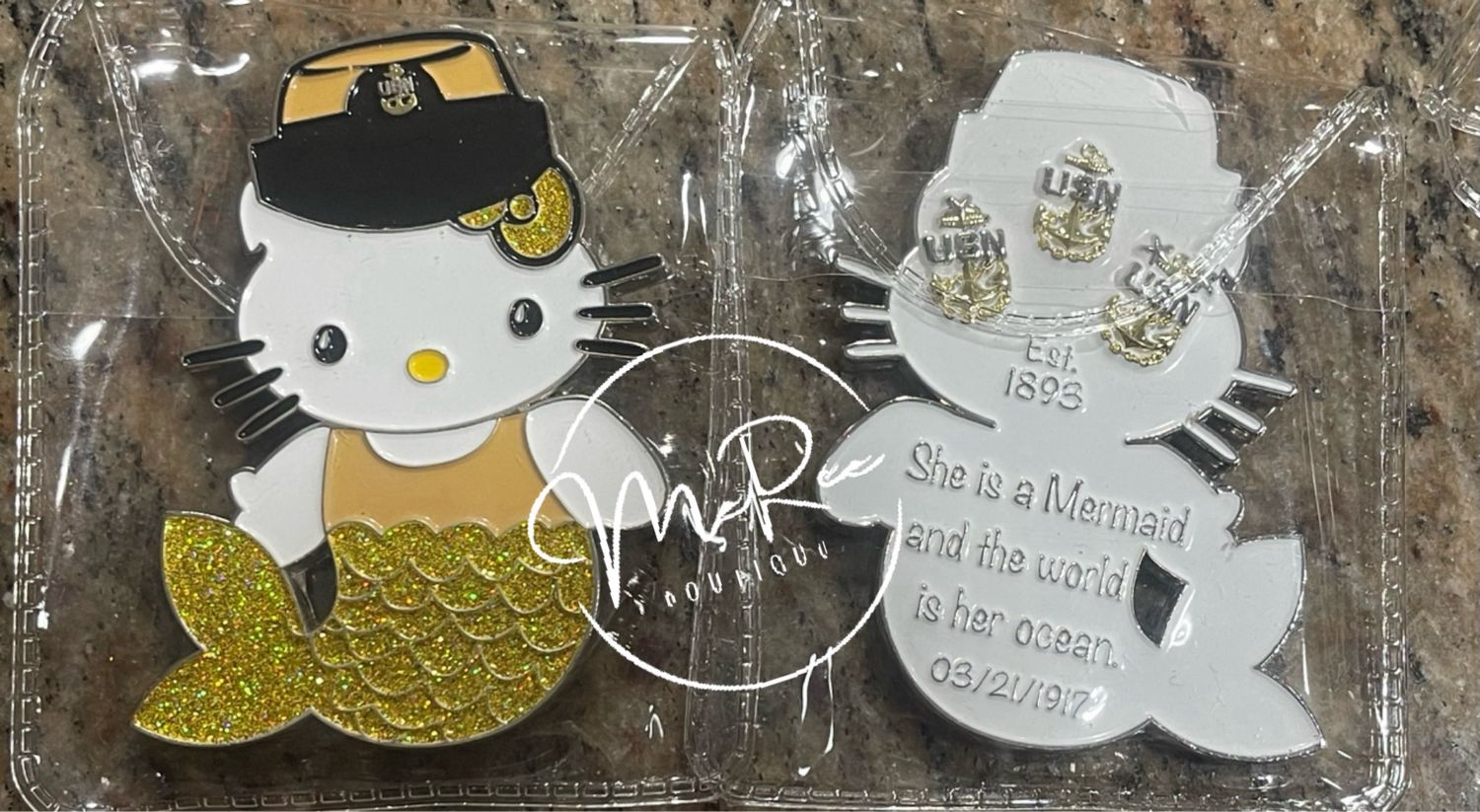 2.5 in Mermaid Kitty Coin **Ready to Ship