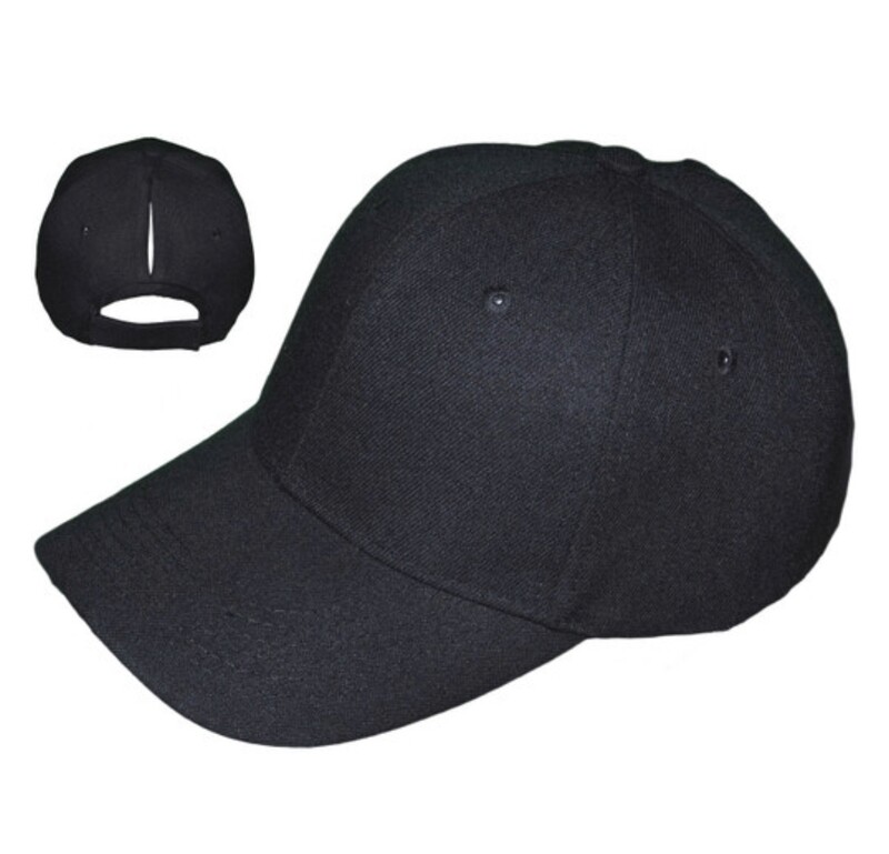Black Embroidered ❤️STRUCTURED 6 PANEL MID PROFILE WOMEN  PONYTAIL BASEBALL HAT 🧢**📦 Ships within 3-5 business days after ordering.