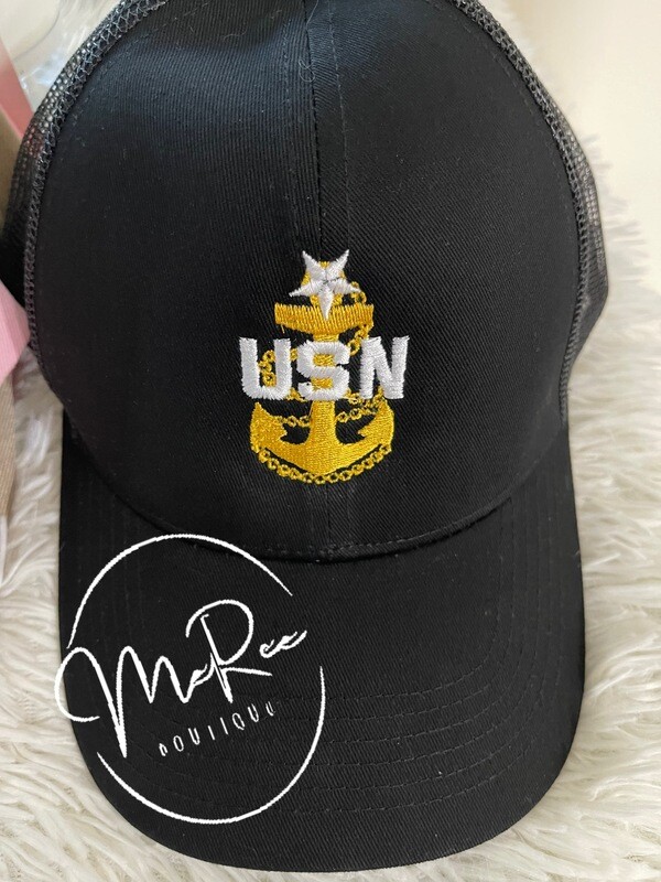 Black Embroidered ❤️STRUCTURED 6 PANEL MID PROFILE WOMEN  PONYTAIL BASEBALL HAT 🧢**📦 Ships within 3-5 business days after ordering.