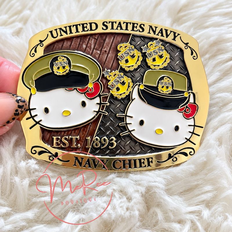 * ⚓️💕 Khaki Kitty CPO Belt Buckle – 2" x 3" !!! 📦 **READY TO SHIP