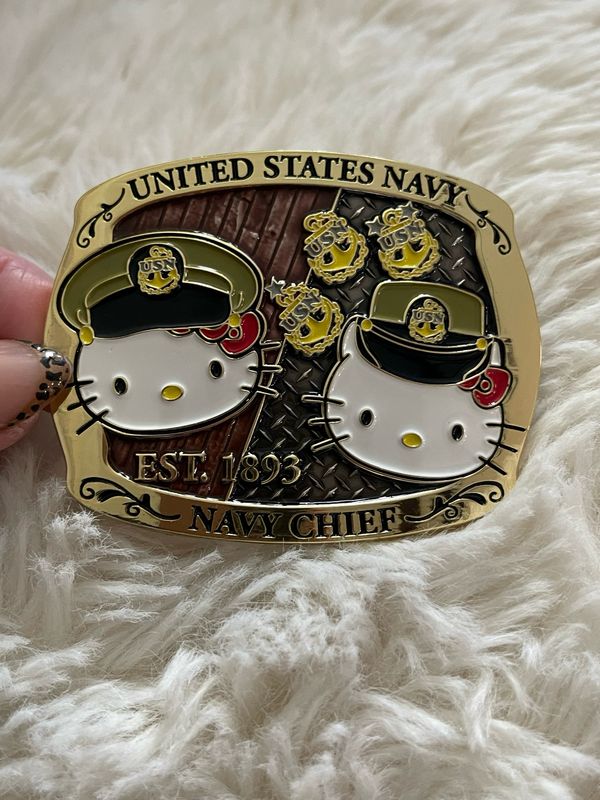 * ⚓️💕 Khaki Kitty CPO Belt Buckle – 2" x 3" !!! 📦 **READY TO SHIP
