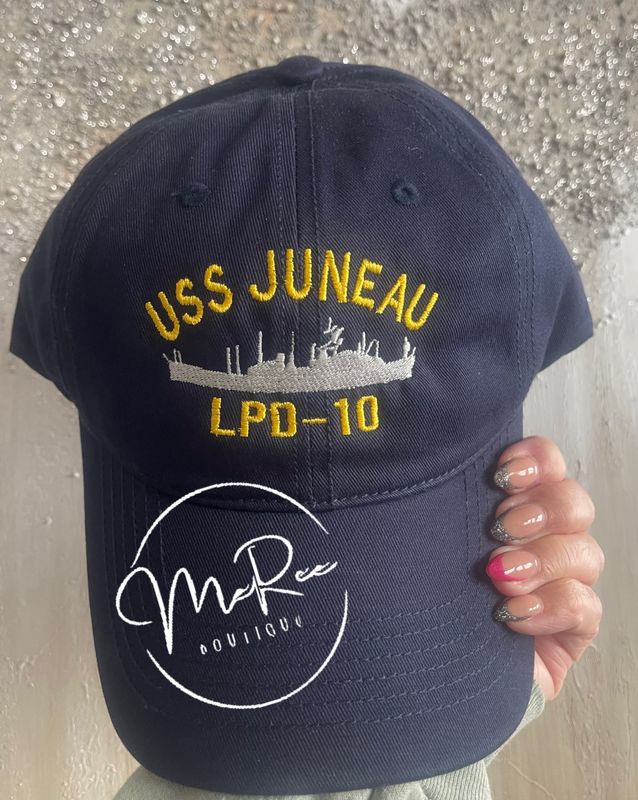 Navy Ship Military inspired Navy Blue or Black Ballcap. **📦 Ships within 3-5 business days after ordering.