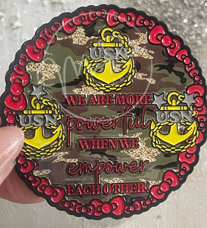FREE SHIPPING✨⚓️🎀 **LIMITED EDITION – Khaki Kitty Empower 3 inch Navy  Challenge Coin!** 🎀⚓️✨