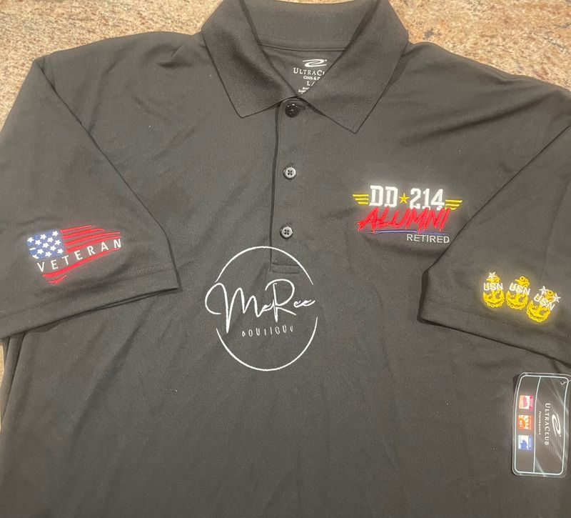 🇺🇸✨ DD-214 Alumni (Retired) Veteran Polo ⚓ ✔ Made to order – ships in 3-5 business days. 📧 Need a Custom Order Quote, email: mereeboutique@yahoo.com