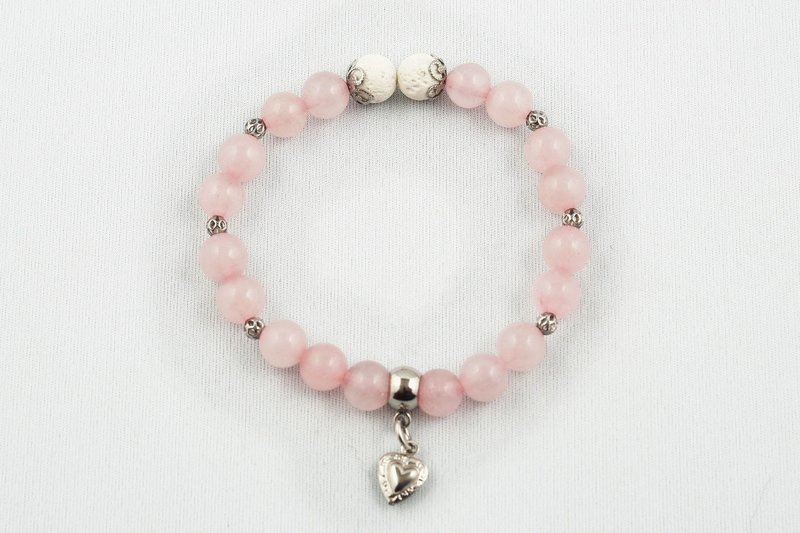 Bracelet diffuseur huile essentielle, pierre de lave et quartz rose