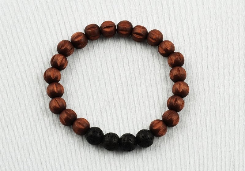 Bracelet diffuseur d&#39;huile essentielle, pierre de lave et bois tchèque