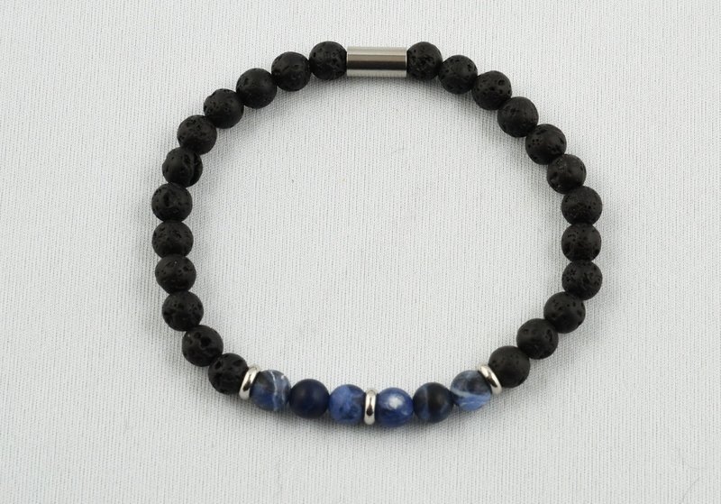 Bracelet diffuseur d&#39;huile essentielle pierre de lave et sodalite