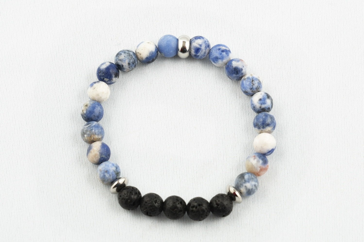 Bracelet diffuseur d&#39;huile essentielle, sodalite et pierre de lave