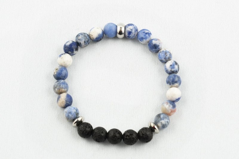Bracelet diffuseur d&#39;huile essentielle, sodalite et pierre de lave