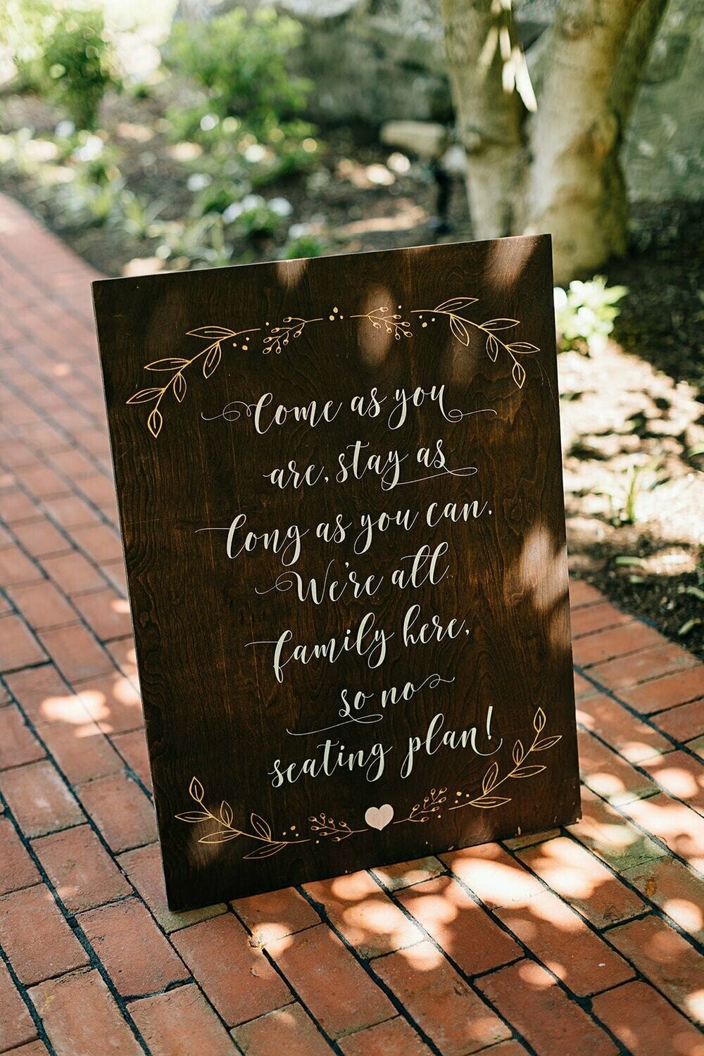 "No Seating Plan" Wooden Sign