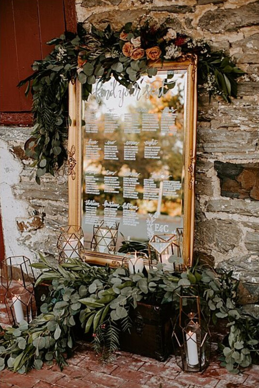 Huge Gold Framed Seating Chart Mirror