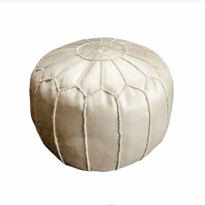 Ivory shimmer Moroccan pouf