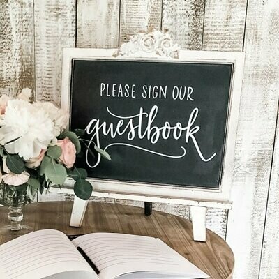 Guestbook Sign in White Floral Frame