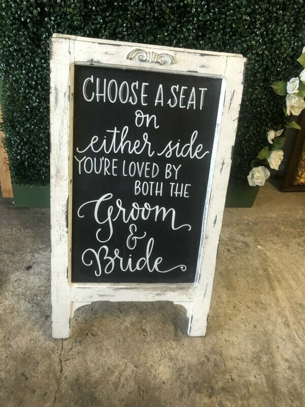 Vintage White Sandwich Style Chalkboard - Dual sided