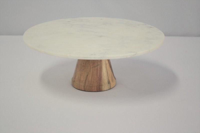 Fiona Modern Marble & Wood Cake Stand