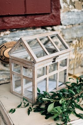 Whitewashed Wooden Terrarium Card Box