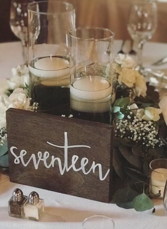Wood Script Table Numbers