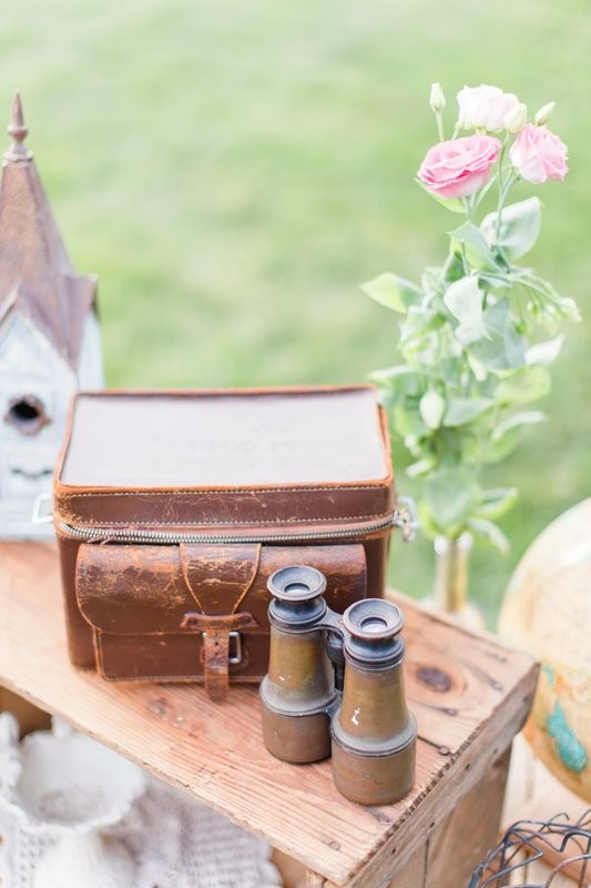 Antique Binoculars & Leather Bag
