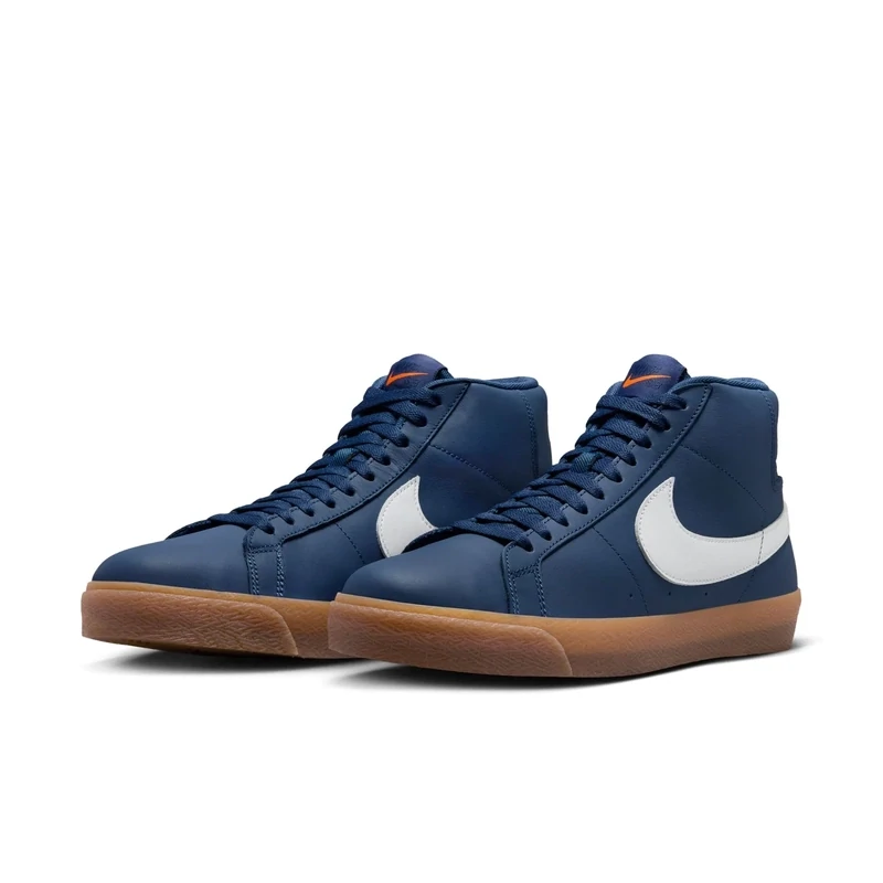 NIKE SB ZOOM BLAZER MID NAVY/WHITE-NAVY-GUM LIGHT BROWN FJ1680-400