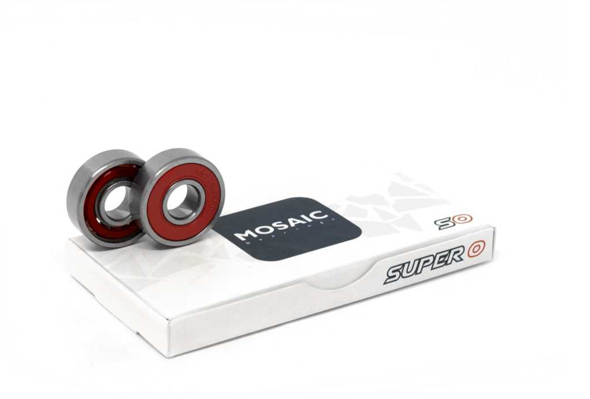 Super 0 Abec 5 Silver Red Mosaic Bearings