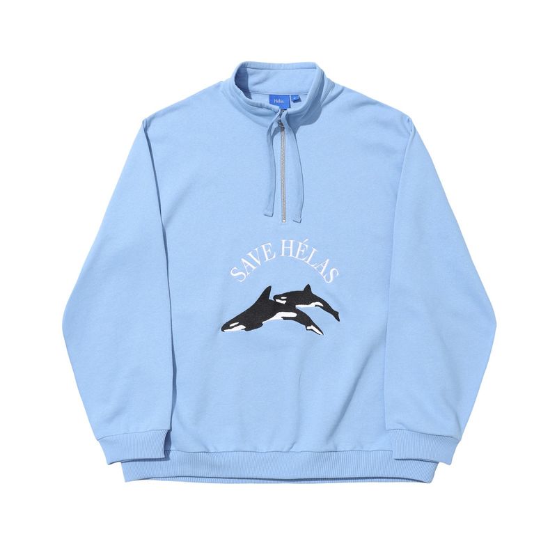 HELAS CAP SAVE HELAS QUARTER ZIP GREY BLUE