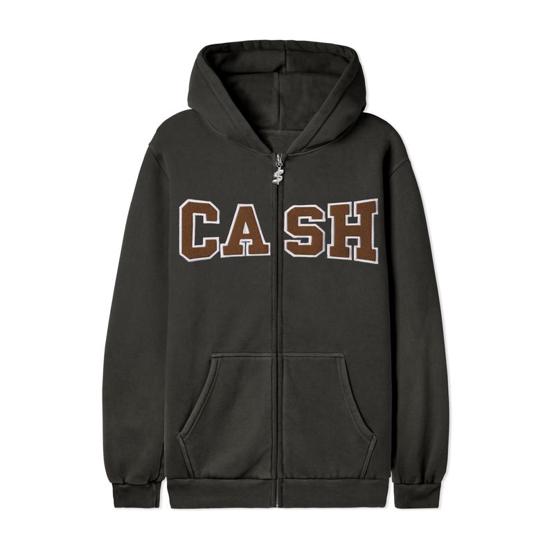 CASH ONLY CAMPUS ZIP-THRU HOODIE CHARCOAL