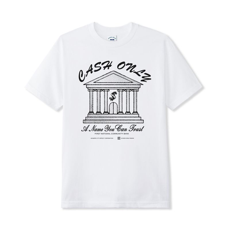 CASH ONLY BANK TEE WHITE