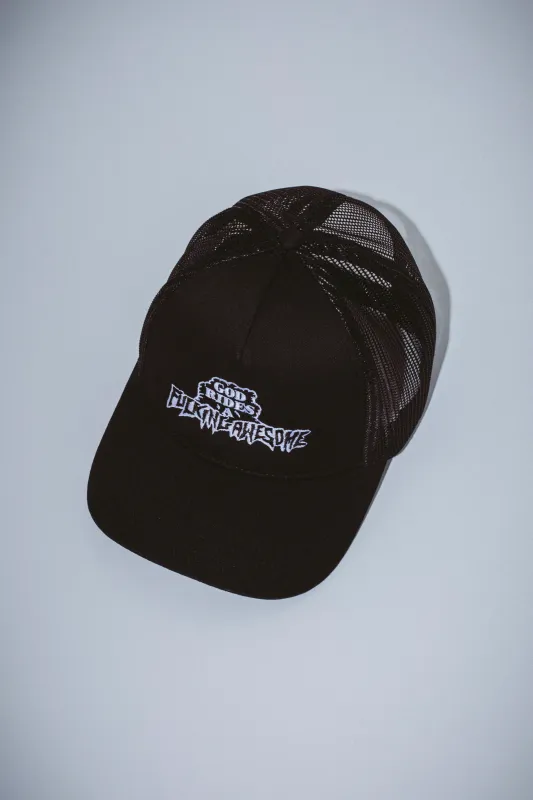 FUCKING AWESOME  GOD RIDES FA TRUCKER HAT